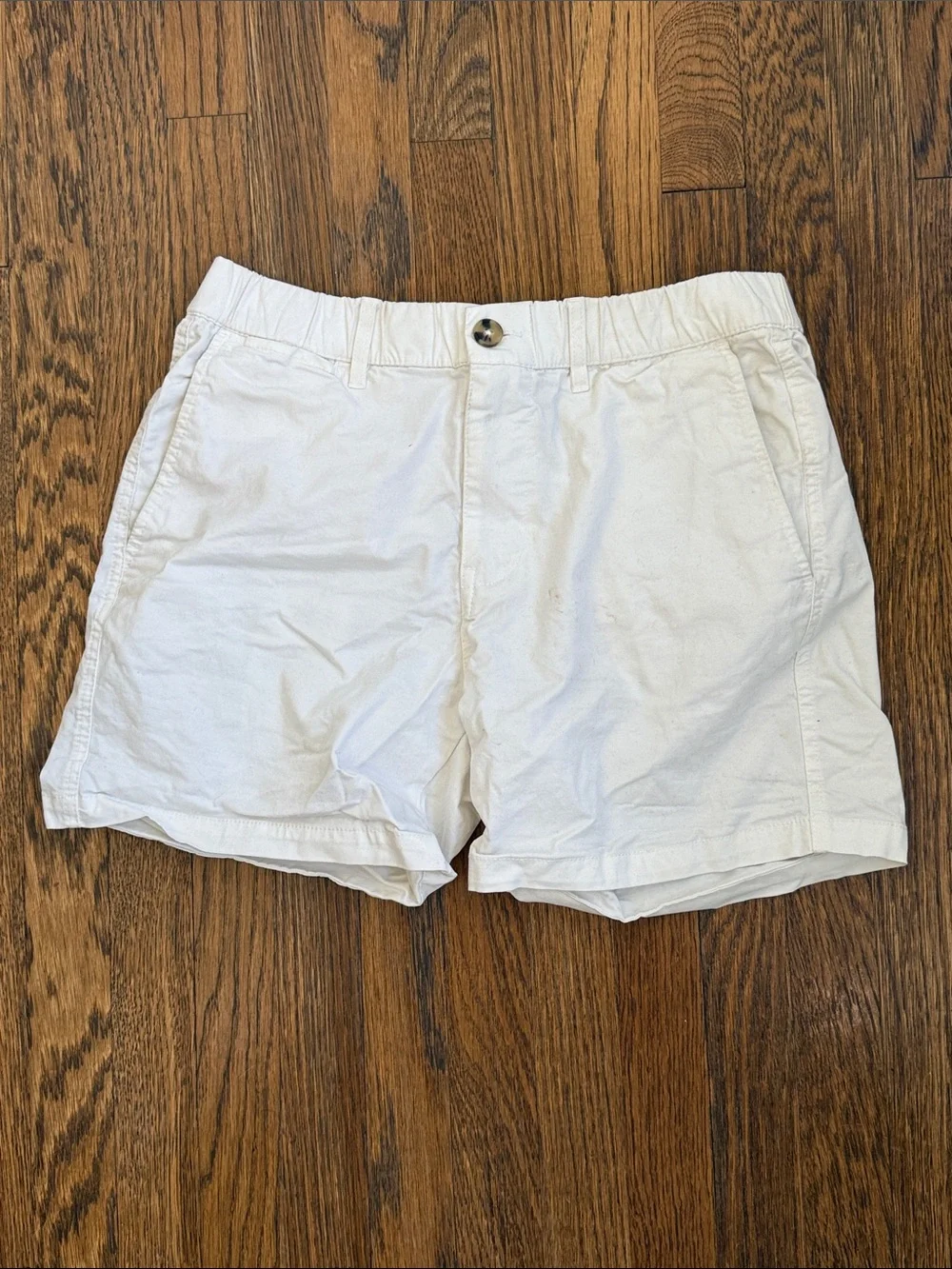 Men's White Casual Cotton Blend Shorts
